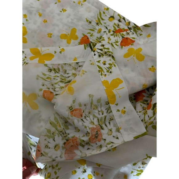 Vtg MORGAN JONES BONNE BOUQUET ORANGE POPPIES Butterflies Full Double Flat Sheet - Picture 3 of 5